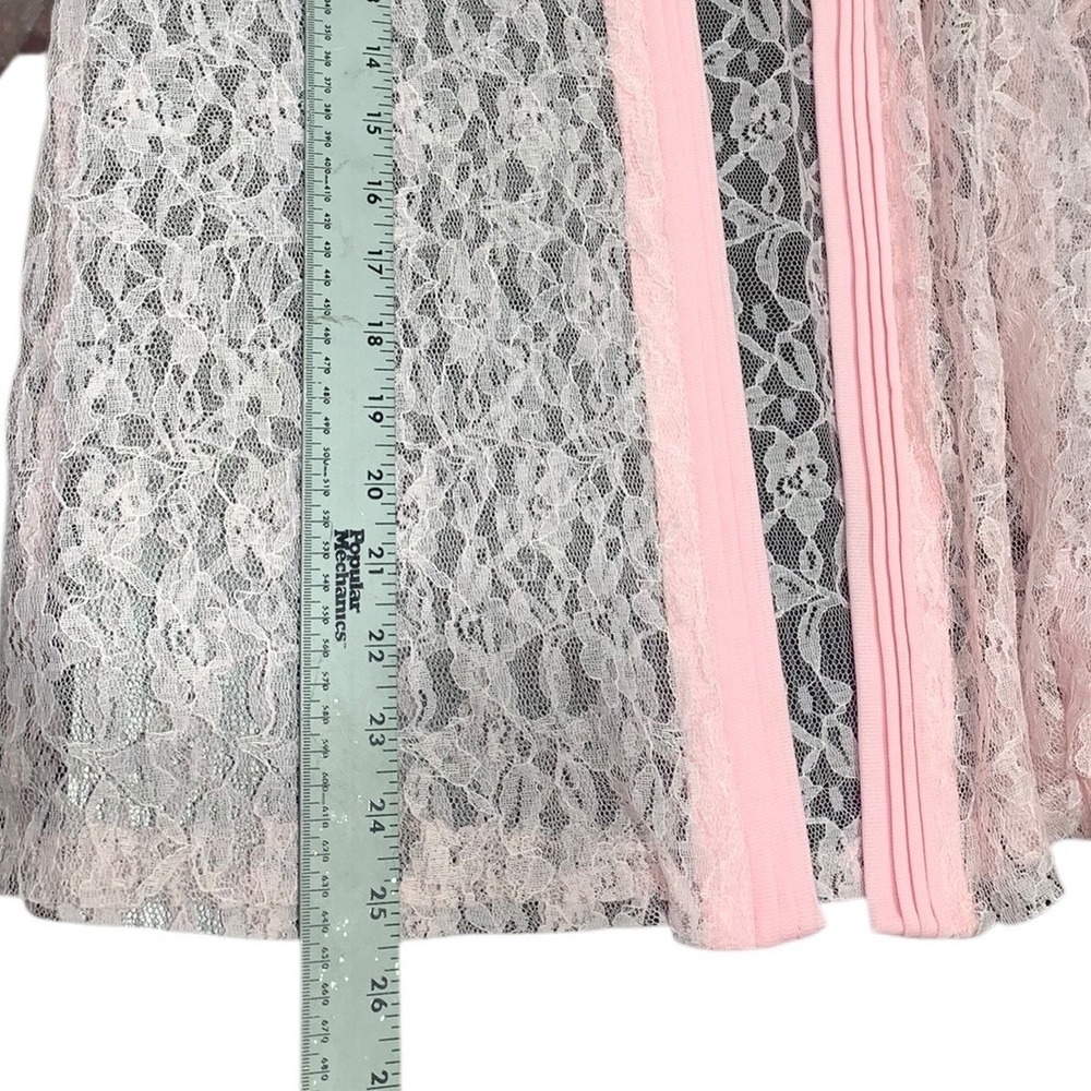 Vintage Bonne Pink Sheer Floral Lace Zip Up Jacket Collared Made in USA Womens - Picture 7 of 7